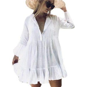 Women Beach Tunic Shirt Cover Up Dress Loose Bathing Suit Coverup